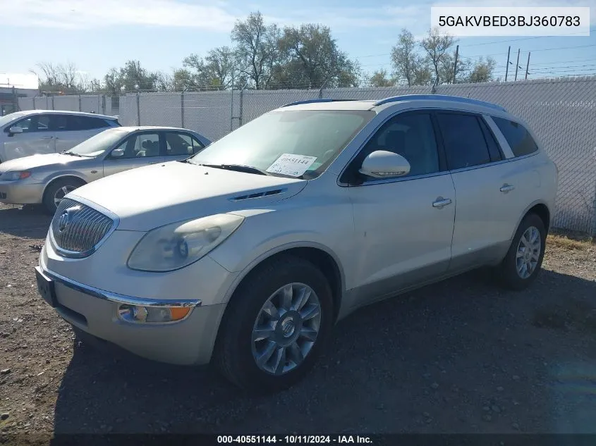 2011 Buick Enclave 1Xl VIN: 5GAKVBED3BJ360783 Lot: 40551144