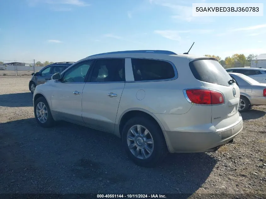 2011 Buick Enclave 1Xl VIN: 5GAKVBED3BJ360783 Lot: 40551144