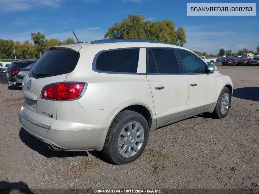 2011 Buick Enclave 1Xl VIN: 5GAKVBED3BJ360783 Lot: 40551144