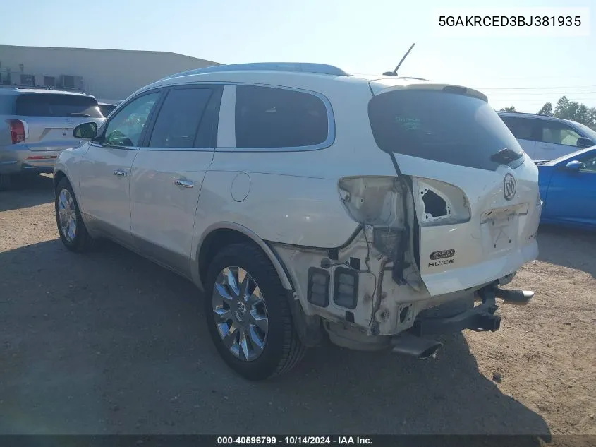 2011 Buick Enclave 2Xl VIN: 5GAKRCED3BJ381935 Lot: 40596799