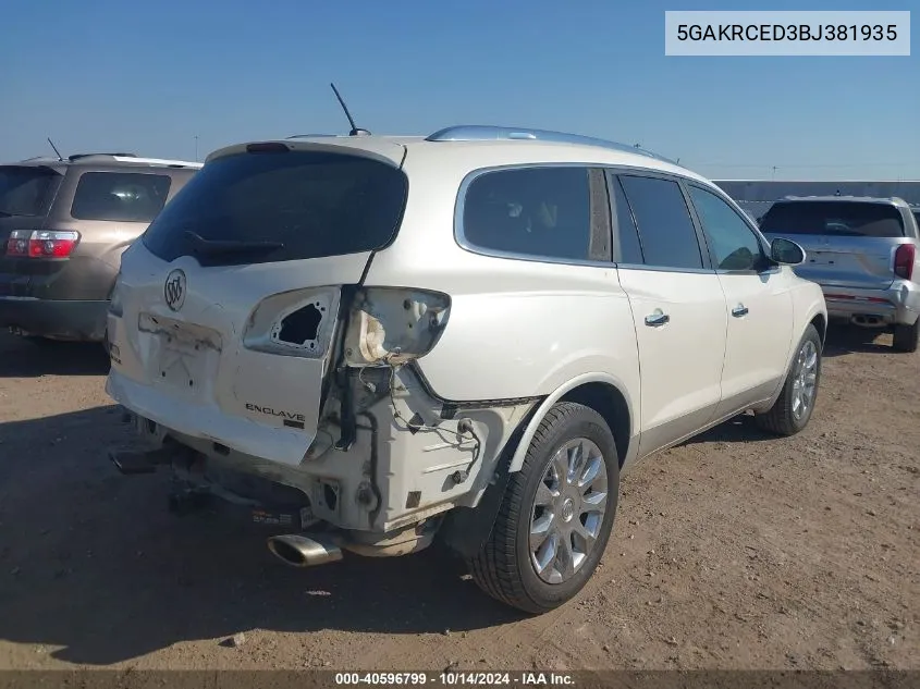 2011 Buick Enclave 2Xl VIN: 5GAKRCED3BJ381935 Lot: 40596799