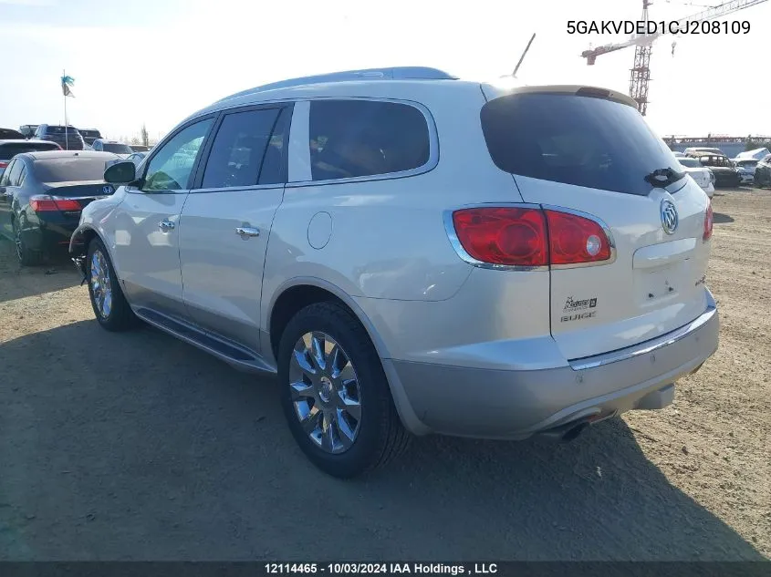 2012 Buick Enclave VIN: 5GAKVDED1CJ208109 Lot: 12114465