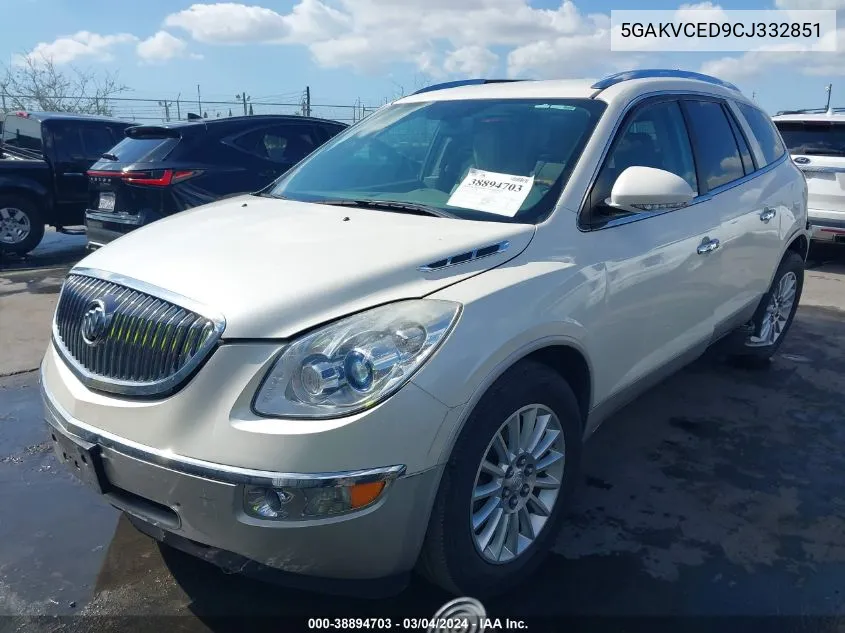 2012 Buick Enclave Leather VIN: 5GAKVCED9CJ332851 Lot: 38894703