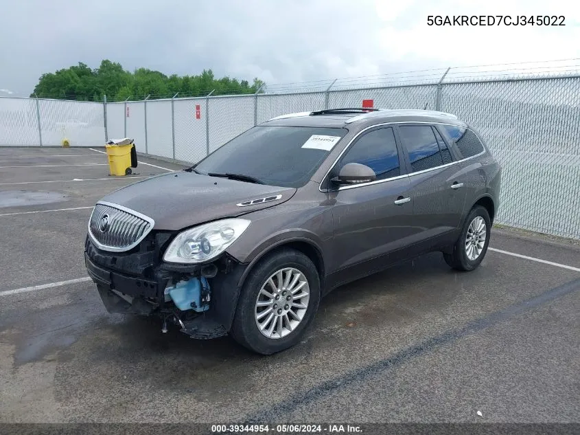 2012 Buick Enclave Leather VIN: 5GAKRCED7CJ345022 Lot: 39344954