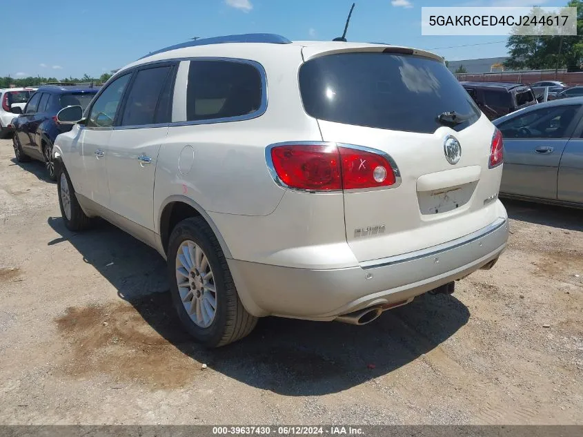 2012 Buick Enclave Leather VIN: 5GAKRCED4CJ244617 Lot: 39637430