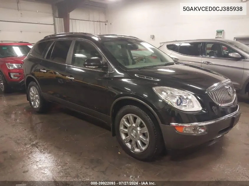 2012 Buick Enclave Leather VIN: 5GAKVCED0CJ385938 Lot: 39922093