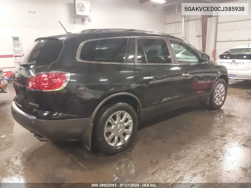 2012 Buick Enclave Leather VIN: 5GAKVCED0CJ385938 Lot: 39922093