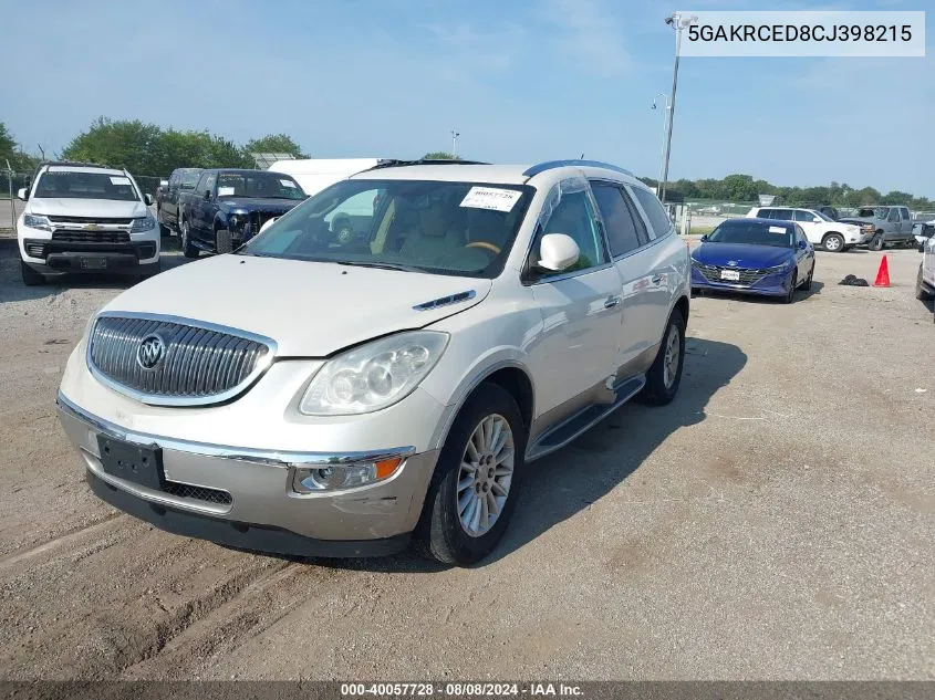 2012 Buick Enclave Leather VIN: 5GAKRCED8CJ398215 Lot: 40057728