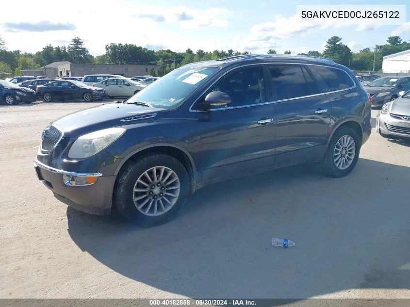 2012 Buick Enclave Leather VIN: 5GAKVCED0CJ265122 Lot: 40182858