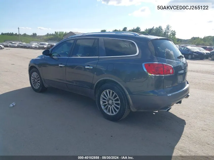 2012 Buick Enclave Leather VIN: 5GAKVCED0CJ265122 Lot: 40182858