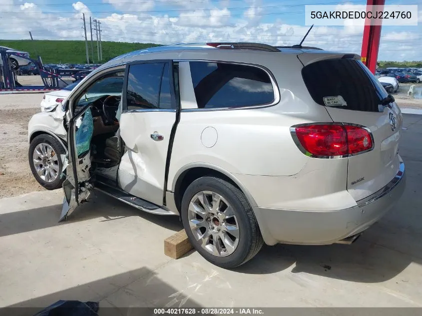 2012 Buick Enclave Premium VIN: 5GAKRDED0CJ224760 Lot: 40217628