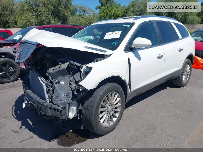 2012 Buick Enclave Leather VIN: 5GAKVCED6CJ332533 Lot: 40217667