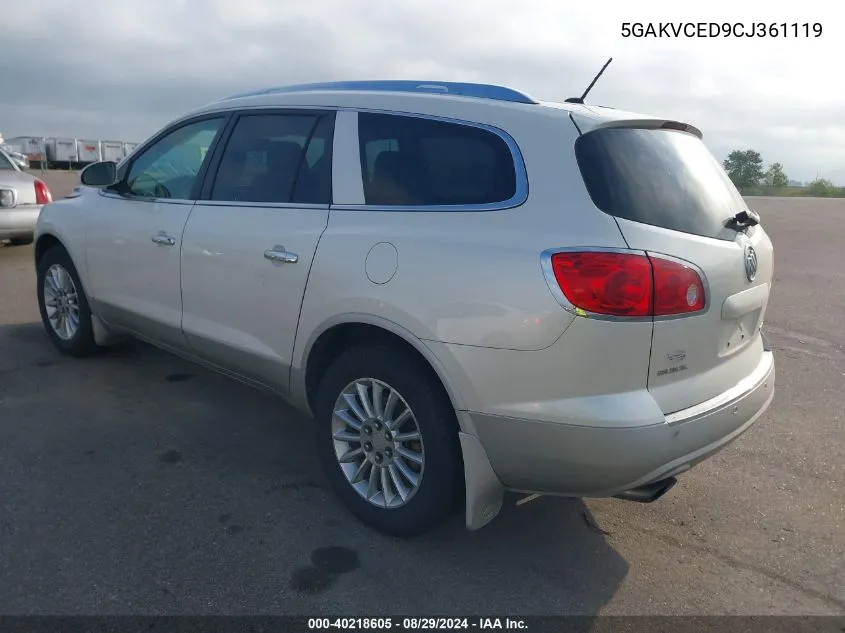 2012 Buick Enclave Leather VIN: 5GAKVCED9CJ361119 Lot: 40218605