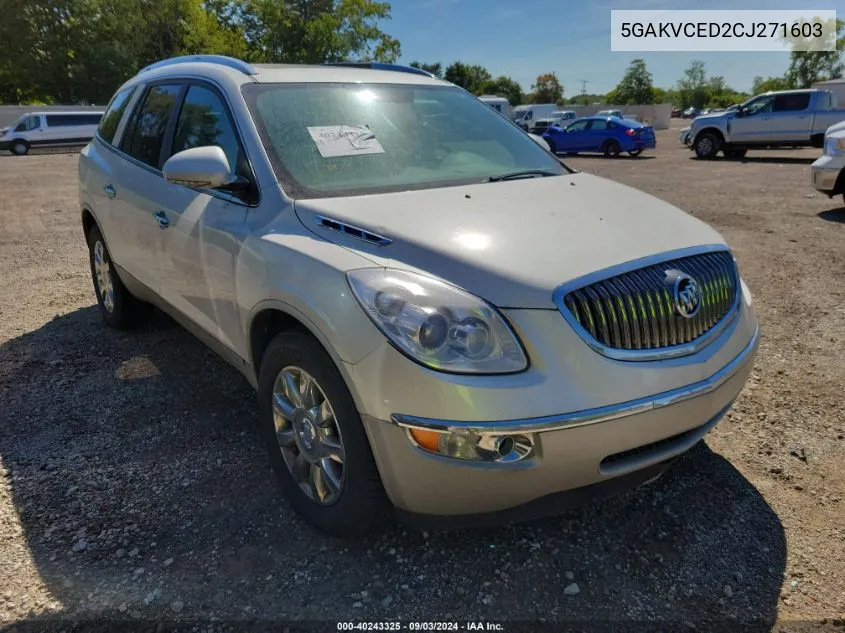 2012 Buick Enclave Leather VIN: 5GAKVCED2CJ271603 Lot: 40243325