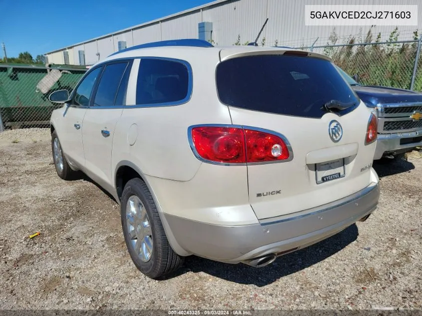 2012 Buick Enclave Leather VIN: 5GAKVCED2CJ271603 Lot: 40243325