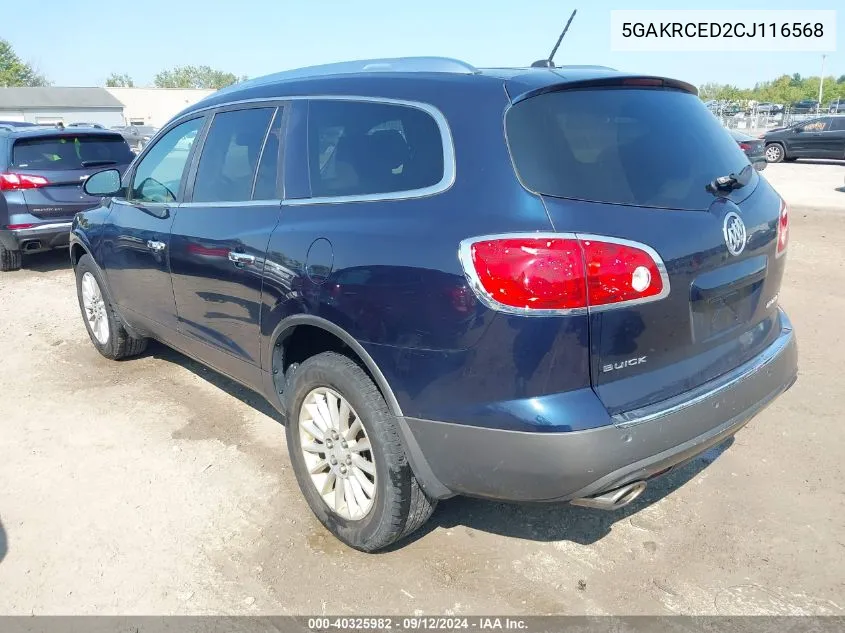 2012 Buick Enclave Leather VIN: 5GAKRCED2CJ116568 Lot: 40325982