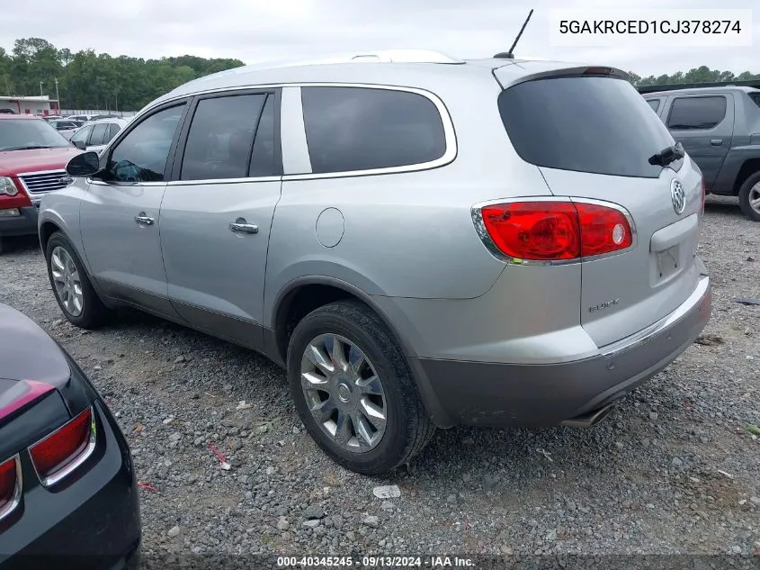 2012 Buick Enclave Leather VIN: 5GAKRCED1CJ378274 Lot: 40345245