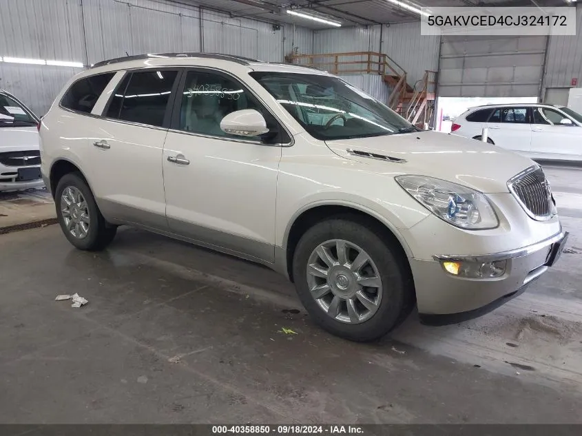 2012 Buick Enclave Leather VIN: 5GAKVCED4CJ324172 Lot: 40358850