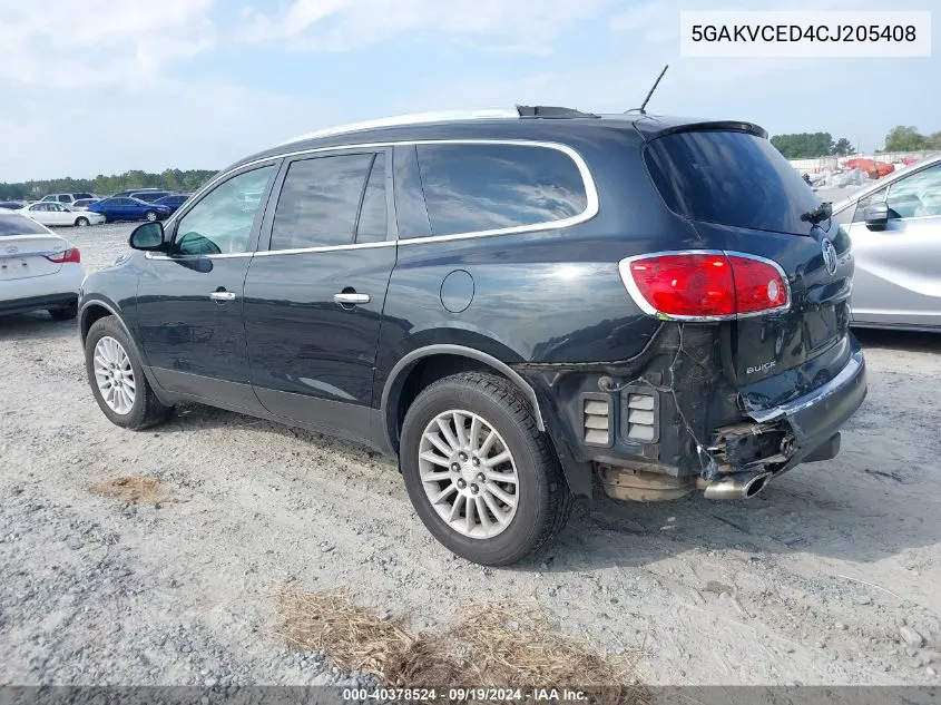 5GAKVCED4CJ205408 2012 Buick Enclave Leather