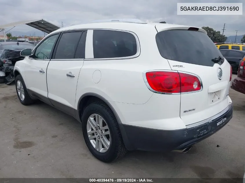 2012 Buick Enclave VIN: 5GAKRAED8CJ391690 Lot: 40394476