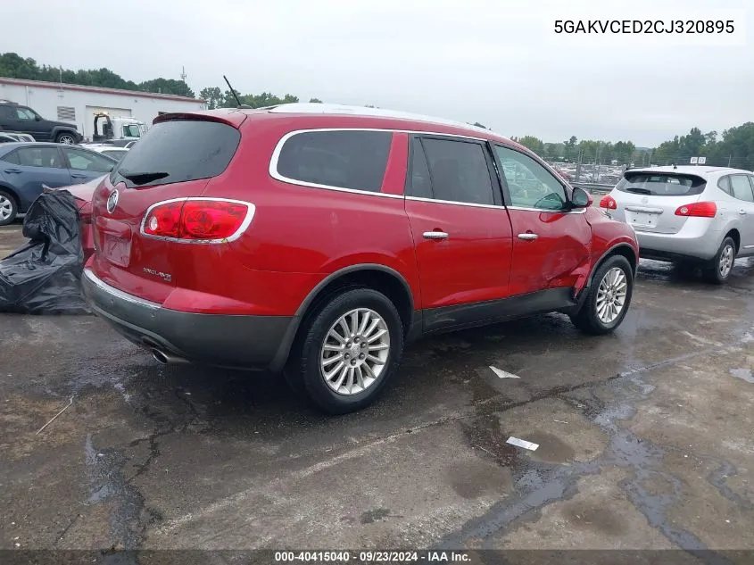 2012 Buick Enclave Leather VIN: 5GAKVCED2CJ320895 Lot: 40415040