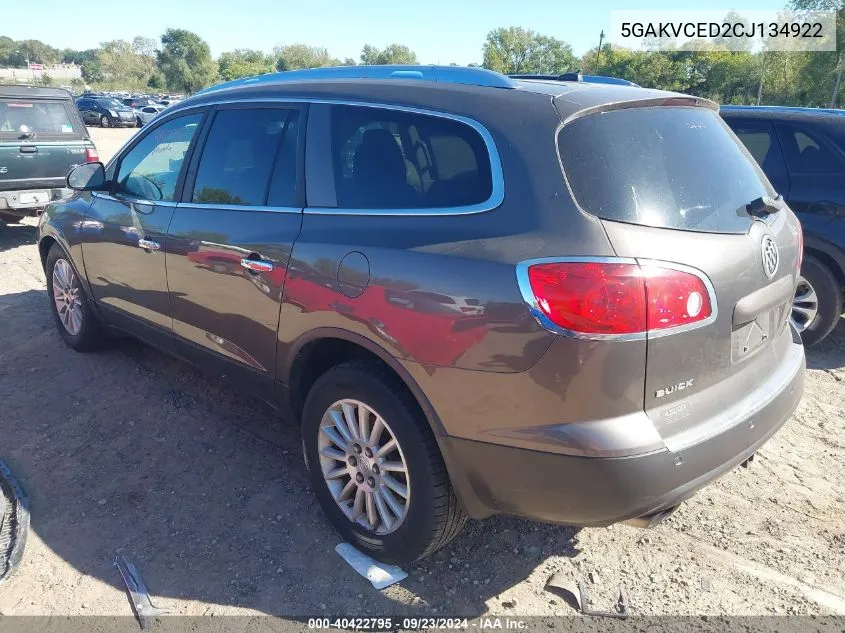 2012 Buick Enclave Leather VIN: 5GAKVCED2CJ134922 Lot: 40422795