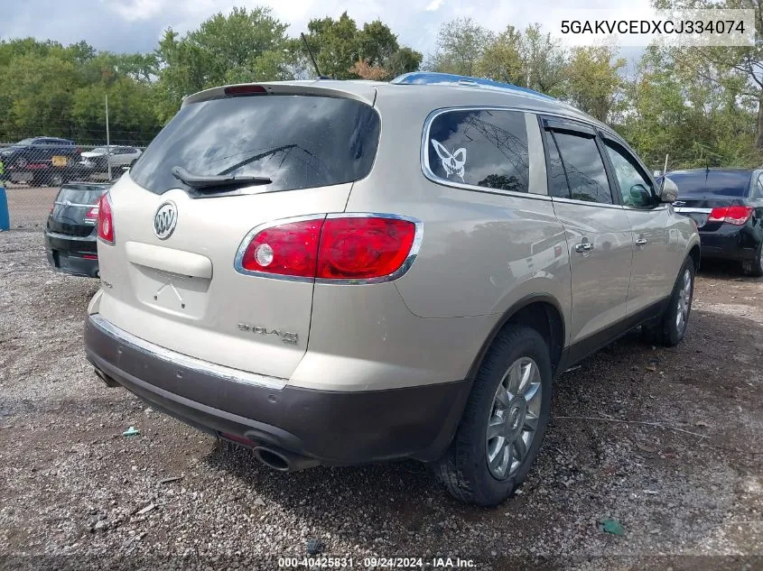 2012 Buick Enclave Leather VIN: 5GAKVCEDXCJ334074 Lot: 40425831