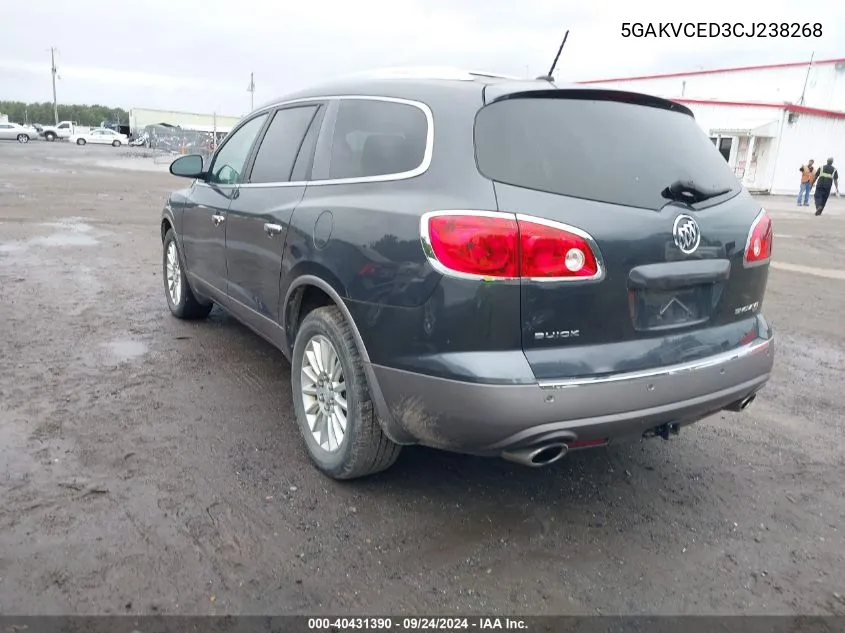 2012 Buick Enclave Leather VIN: 5GAKVCED3CJ238268 Lot: 40431390