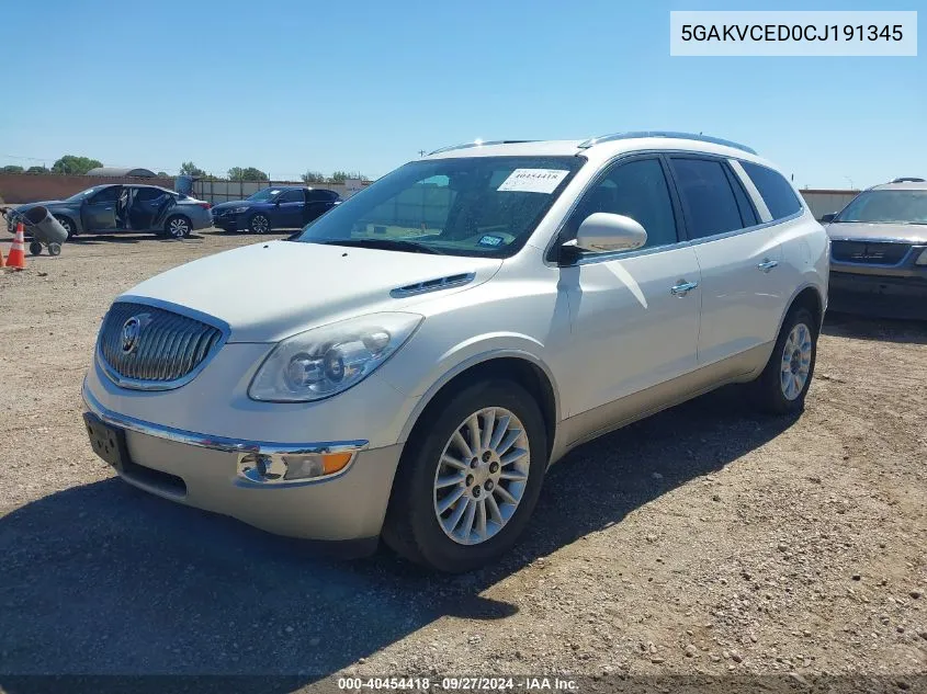 2012 Buick Enclave Leather VIN: 5GAKVCED0CJ191345 Lot: 40454418