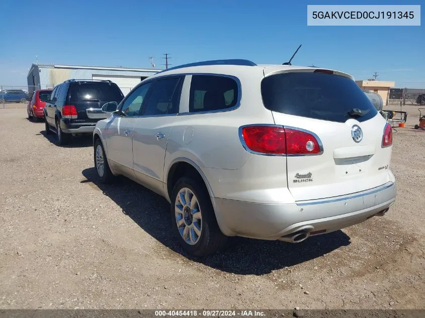 2012 Buick Enclave Leather VIN: 5GAKVCED0CJ191345 Lot: 40454418