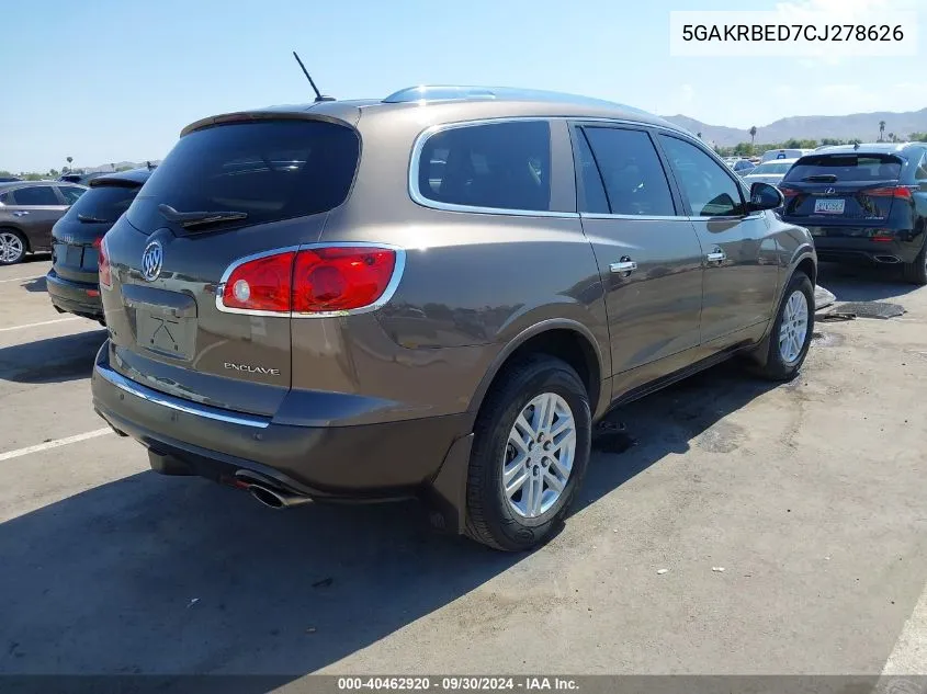 5GAKRBED7CJ278626 2012 Buick Enclave Convenience