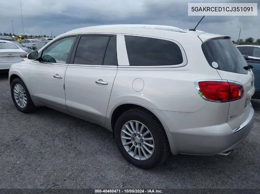 2012 Buick Enclave VIN: 5GAKRCED1CJ351091 Lot: 40480471