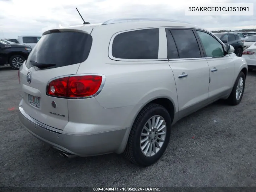 2012 Buick Enclave VIN: 5GAKRCED1CJ351091 Lot: 40480471