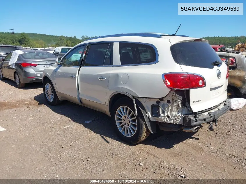 2012 Buick Enclave Leather VIN: 5GAKVCED4CJ349539 Lot: 40494050