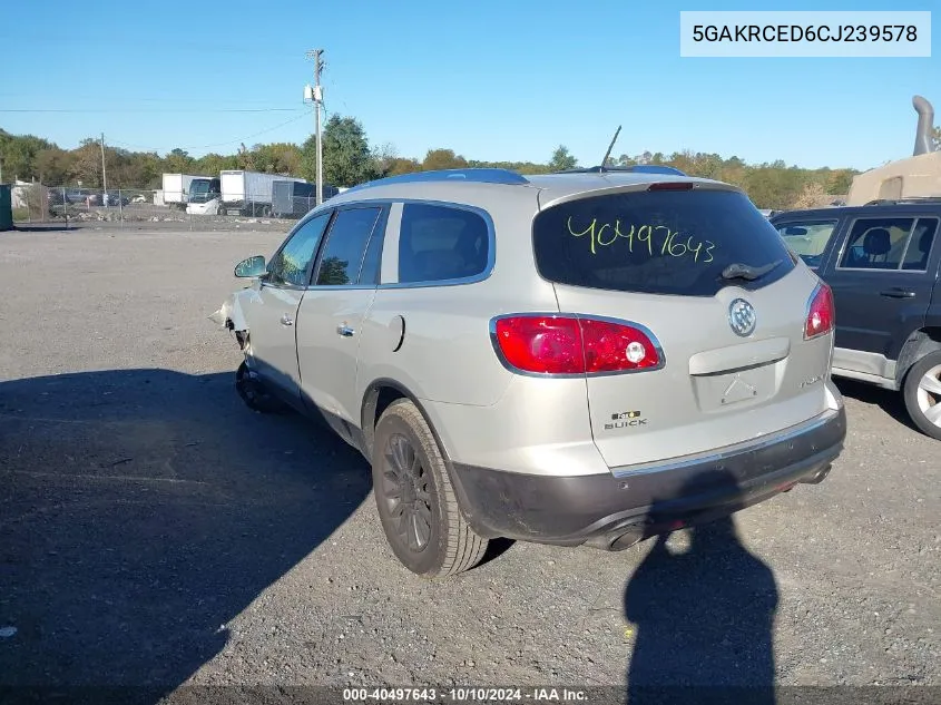 2012 Buick Enclave Leather VIN: 5GAKRCED6CJ239578 Lot: 40497643