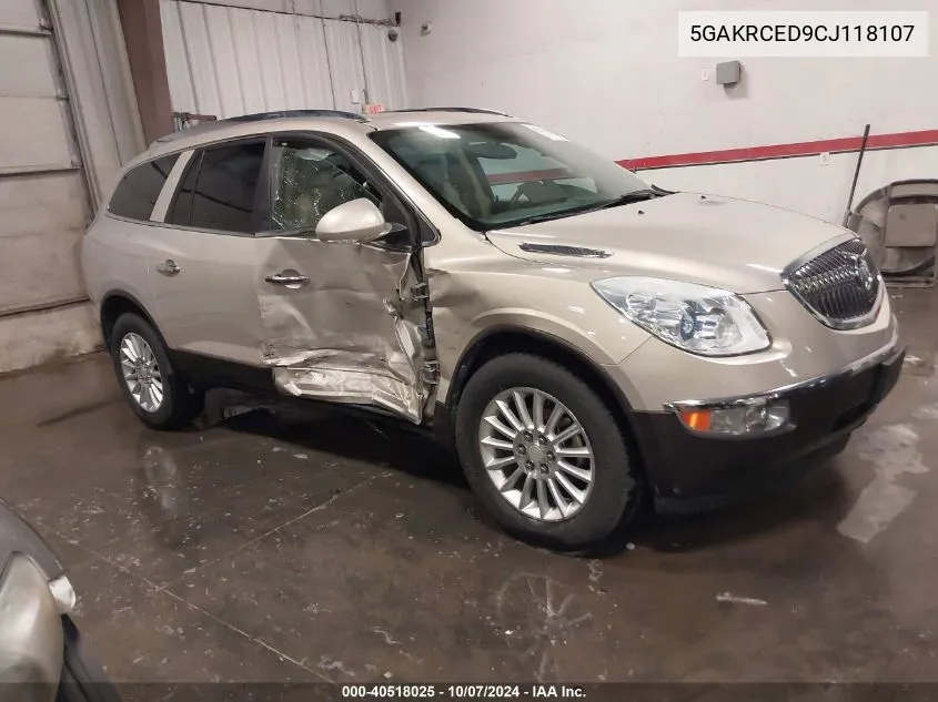 2012 Buick Enclave Leather VIN: 5GAKRCED9CJ118107 Lot: 40518025