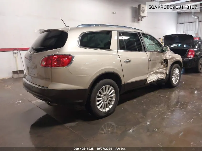 2012 Buick Enclave Leather VIN: 5GAKRCED9CJ118107 Lot: 40518025