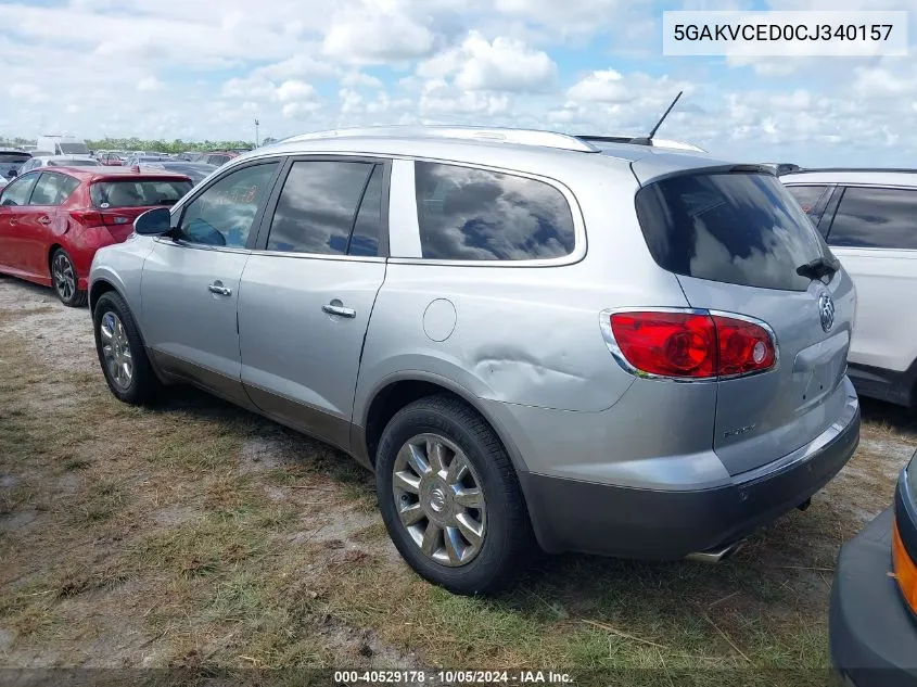 2012 Buick Enclave VIN: 5GAKVCED0CJ340157 Lot: 40529178