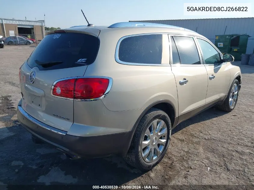 2012 Buick Enclave Premium VIN: 5GAKRDED8CJ266822 Lot: 40538539