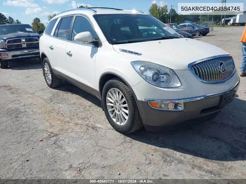 2012 Buick Enclave Leather VIN: 5GAKRCED4CJ354745 Lot: 40543771