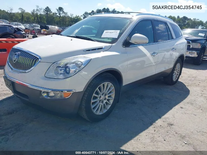 2012 Buick Enclave Leather VIN: 5GAKRCED4CJ354745 Lot: 40543771