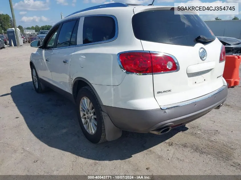 2012 Buick Enclave Leather VIN: 5GAKRCED4CJ354745 Lot: 40543771