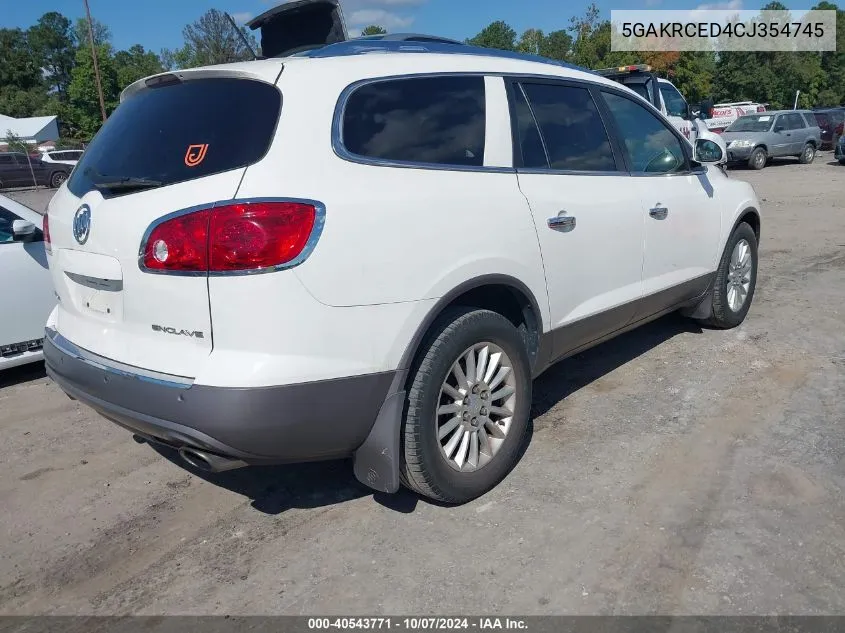 2012 Buick Enclave Leather VIN: 5GAKRCED4CJ354745 Lot: 40543771