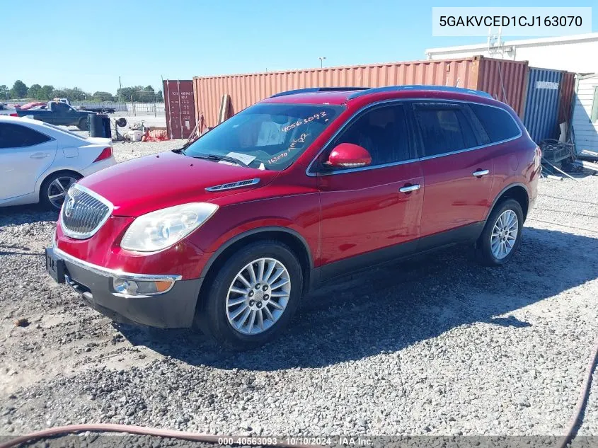 2012 Buick Enclave Leather VIN: 5GAKVCED1CJ163070 Lot: 40563093