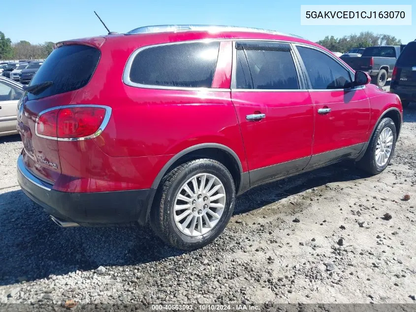 2012 Buick Enclave Leather VIN: 5GAKVCED1CJ163070 Lot: 40563093