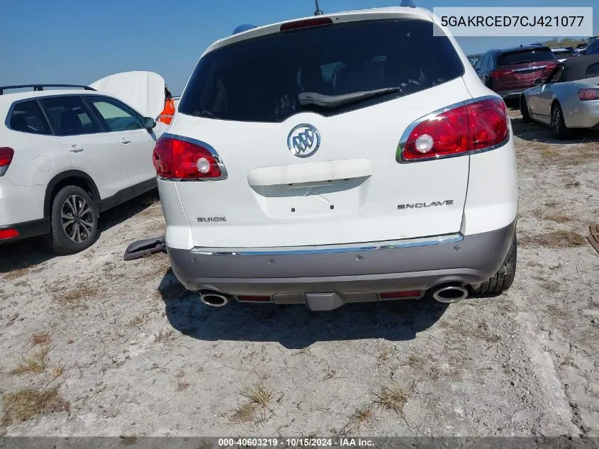 2012 Buick Enclave Leather VIN: 5GAKRCED7CJ421077 Lot: 40603219