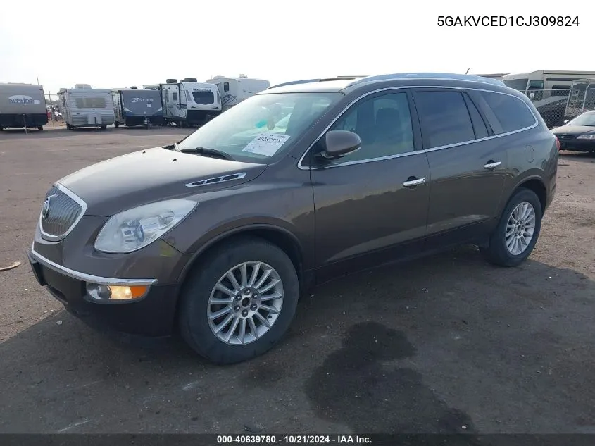 2012 Buick Enclave VIN: 5GAKVCED1CJ309824 Lot: 40639780