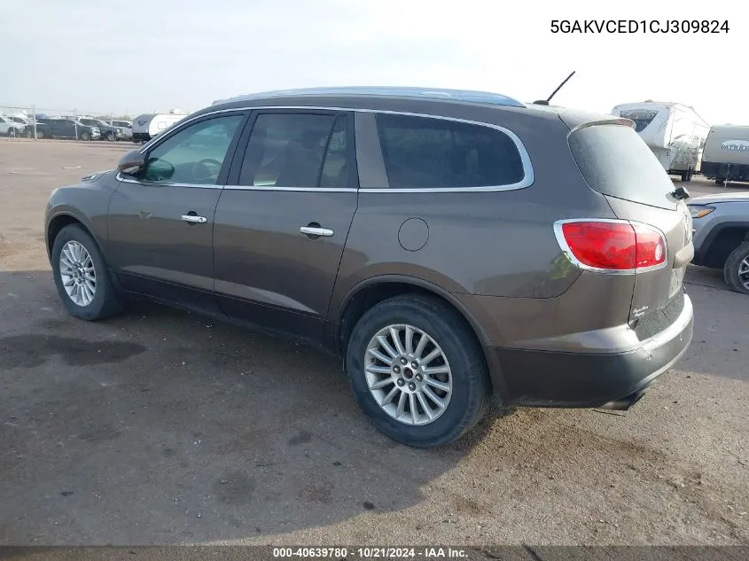 2012 Buick Enclave VIN: 5GAKVCED1CJ309824 Lot: 40639780