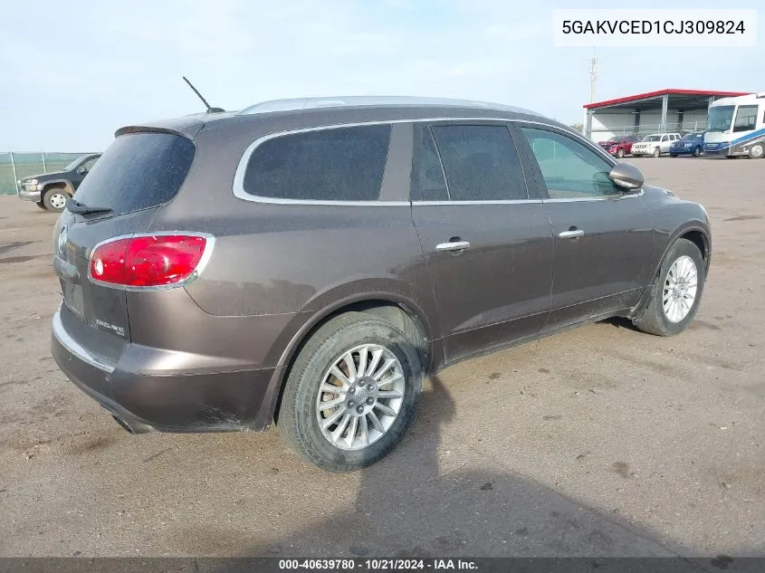 2012 Buick Enclave VIN: 5GAKVCED1CJ309824 Lot: 40639780