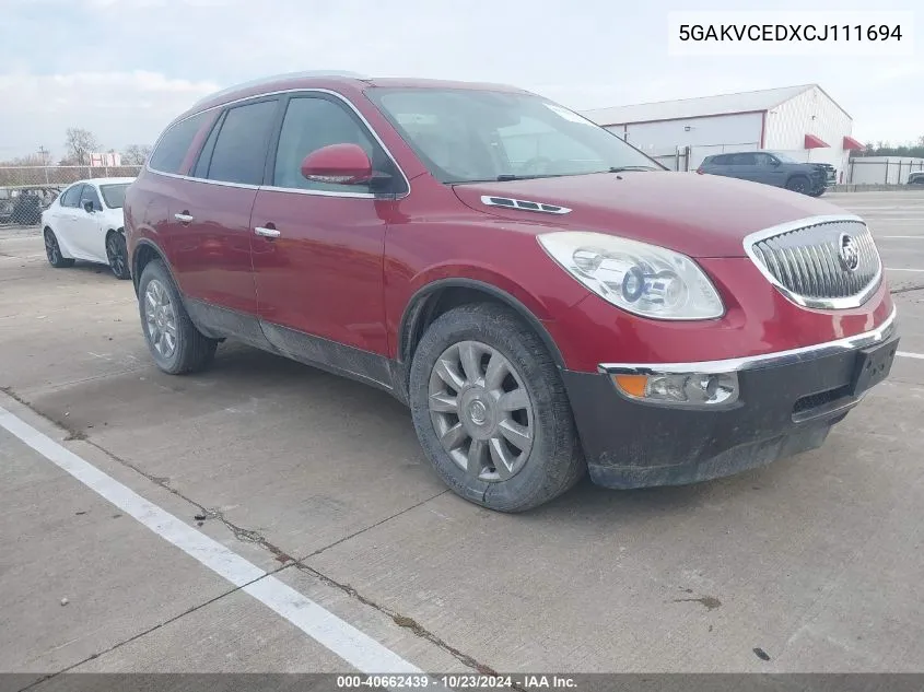 2012 Buick Enclave Leather VIN: 5GAKVCEDXCJ111694 Lot: 40662439